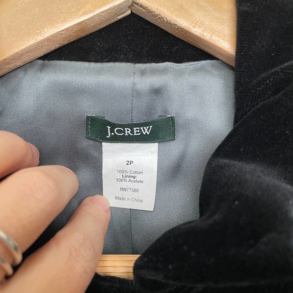 J. Crew Beautiful Velvet Vintage Style Blazer Single Breast Black 2P - Picture 4 of 10